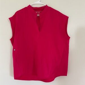 Figs Sleeveless Split-Neck Tank Top in Raspberry Pink